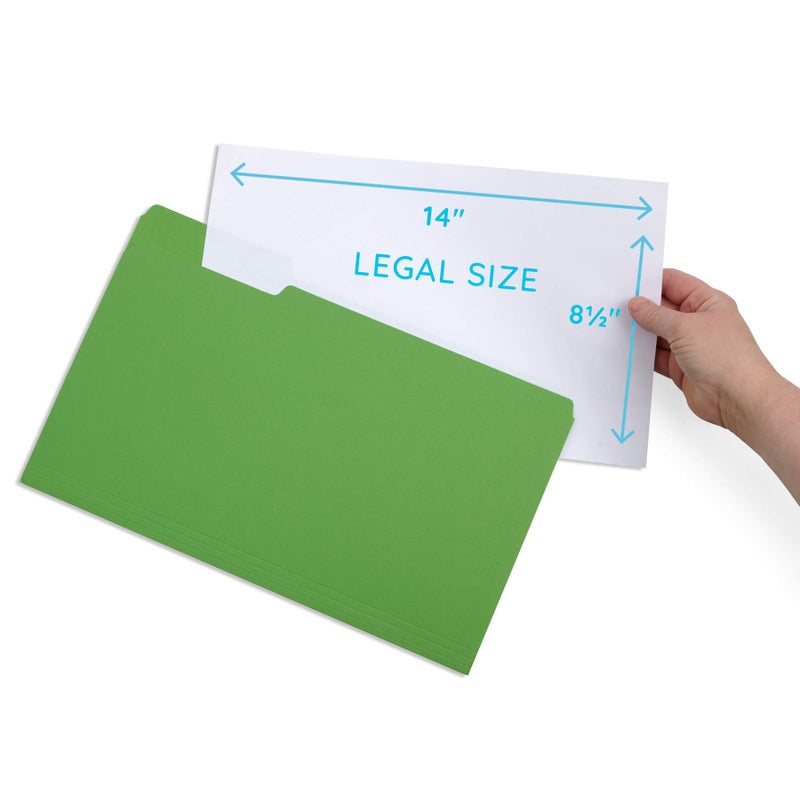 Blue Summit Supplies Green Legal File Folders, 1/3 Cut Tab, Legal Size, Great for Organizing and Easy File Storage, 100 Per Box - Image 2